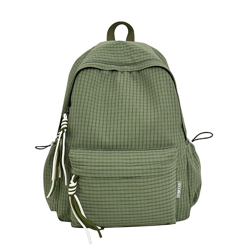 Schoolbag Backpack Women's Travel Lightweight 1011 New Plaid Korean Large Capacity School Bag Junior High School Girls High School Backpack