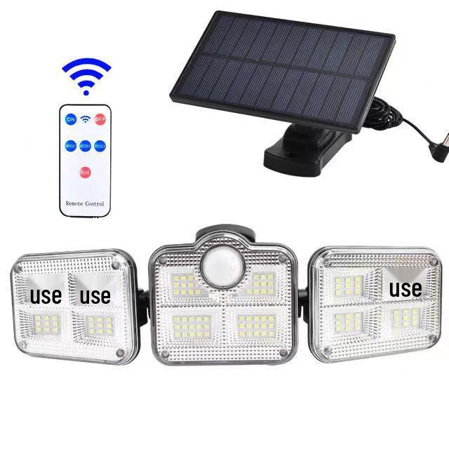 2021 Triple-Head Solar LED Wall Light with Motion Sensor for Outdoor Use