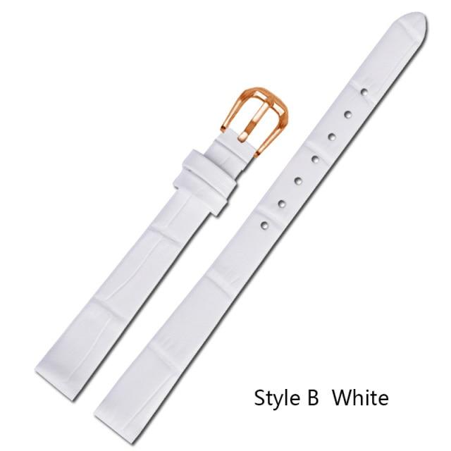 Genuine Leather Watch Bracelet Women  Fashion Watchband Wristwatches Mini Band 6mm 8mm 10mm 12mm 14mm Small Size Watch Strap Red