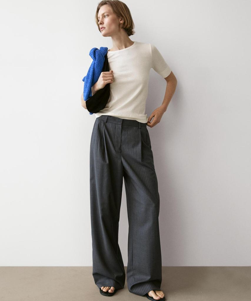 Masimodutti Pinstripe Cool Wool Blend Suit Pants