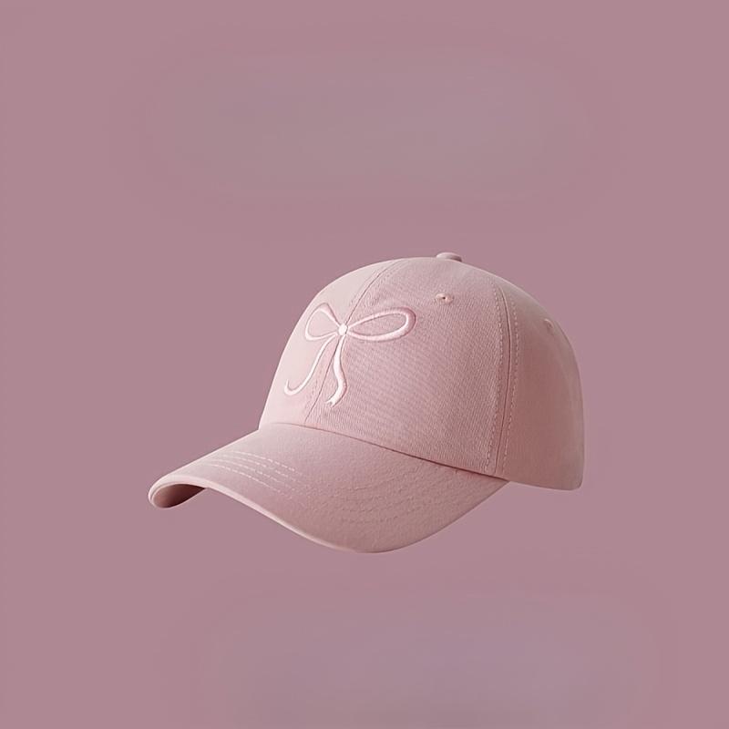 

1Cute Bow Baseball Cap, Sweet Lovely Hat, Spring New Korean Style Versatile Soft Top Bucket Hat, Best Gift Choice светло-розовый