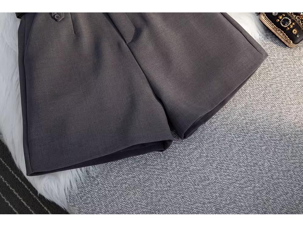 Women's Summer Grey High-Waisted A-Line Shorts 2025 - Loose Wide-Leg Casual Trousers