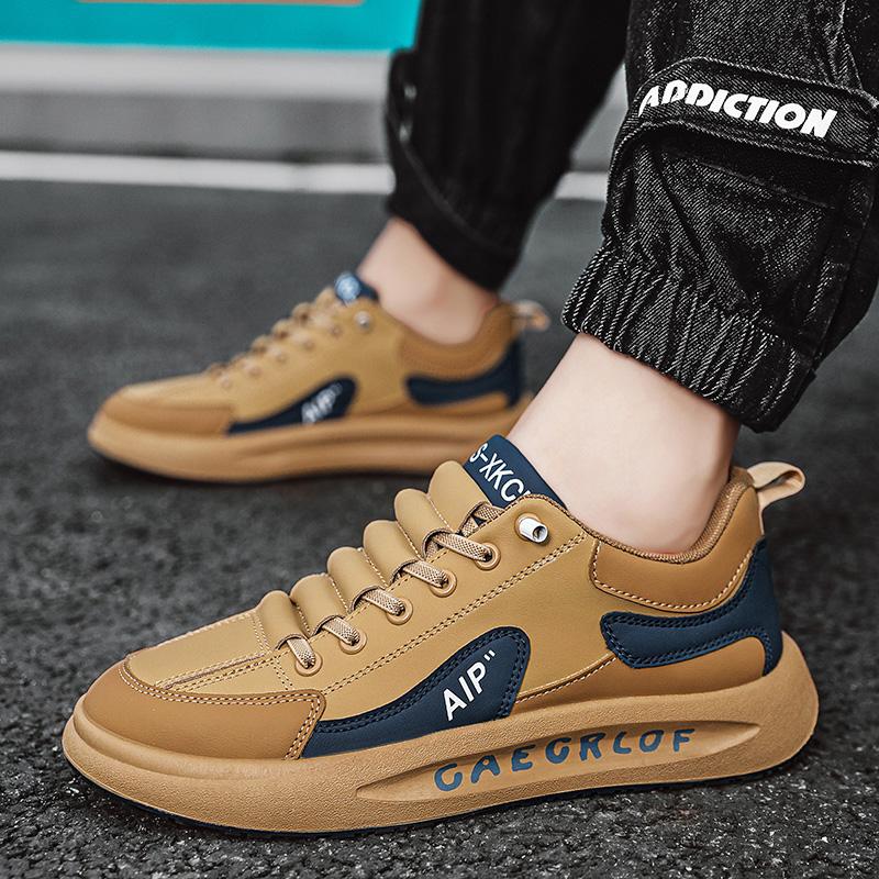 Lederschuhe Skateboard Slipper Herren Herbst Sneaker Runde Zehenpartie Lässig Mode Rutschfeste Schuhe Low-Top-Schuhe Neu Outdoor