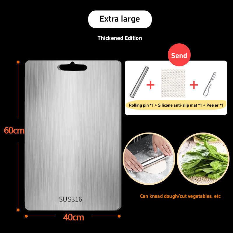 316 Stainless Steel Panel and Chopping Board Kitchen Household Thickened Double Sided Cutting Board Block Kneading Dough Boards