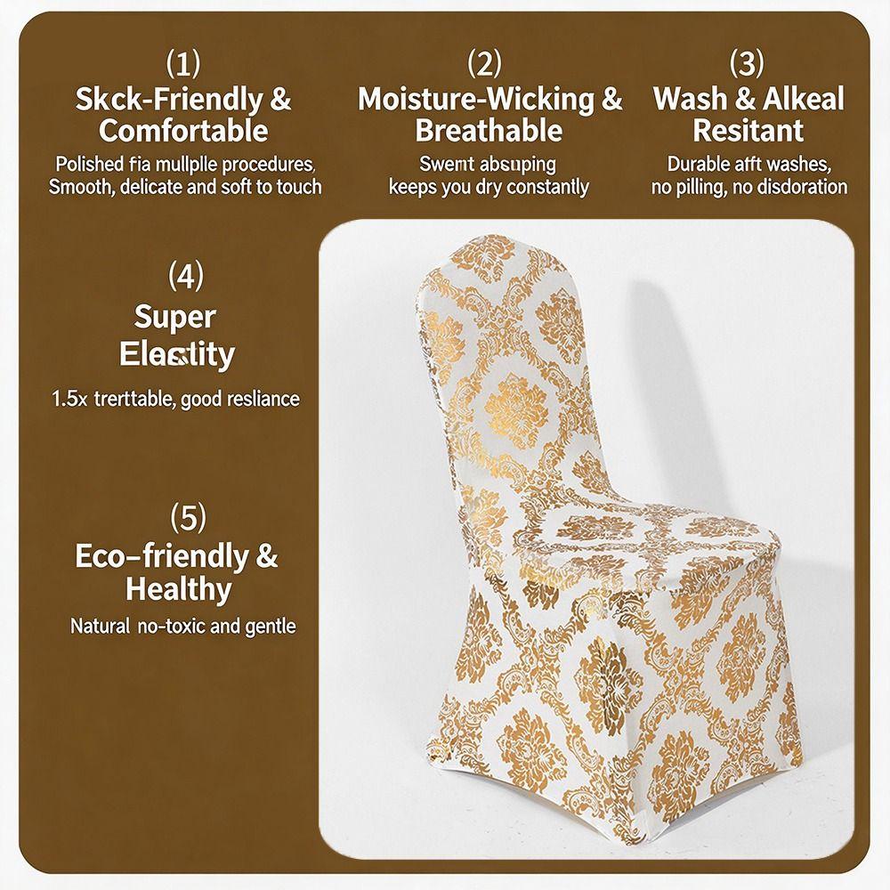 Removable Decorative Slipcovers Bronzing Gold Elastic Chair Cover Decor Chair Covers  Wedding
