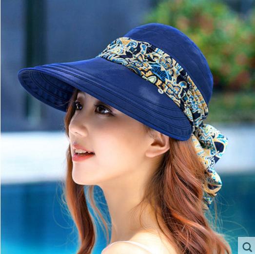 Summer sun hat women's sun hat cycling outdoor folding beach sun hat women's summer big edge face cover summer hat