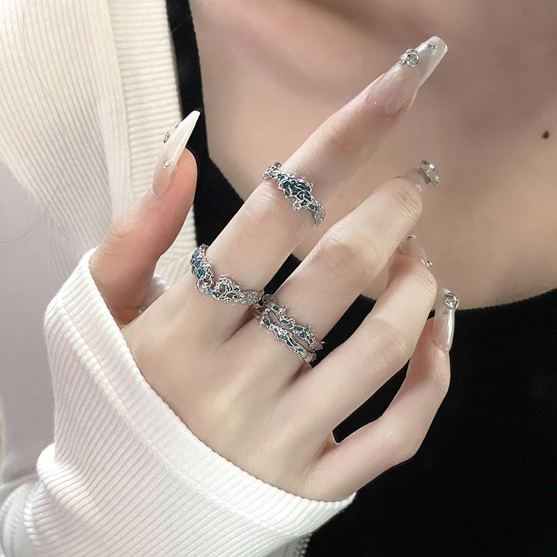 Dark Folds, Irregular Oil Dripping, Light Luxury Open Ring, Han Niche Design, Simple And Cold Wind Texture