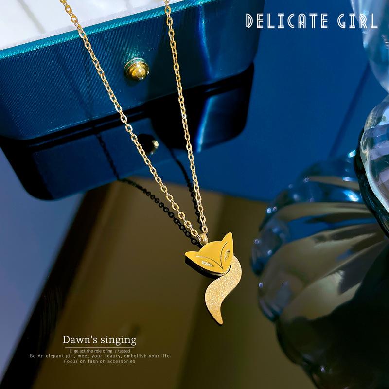 Titanium Steel Fox Minimalist Style Couple Furnace Real Gold Necklace Female Collarbone Chain With Jewelry