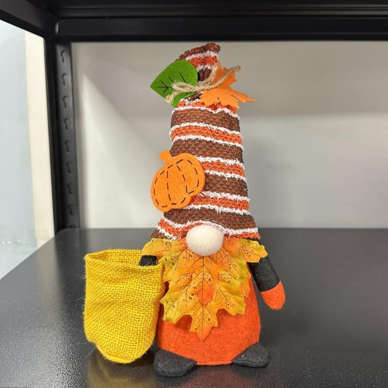 Dwarf Plush Doll Thanksgiving Decoration Handmade Dwarf Figure Doll Autumn Decoration For Home Party Table Centerpieces