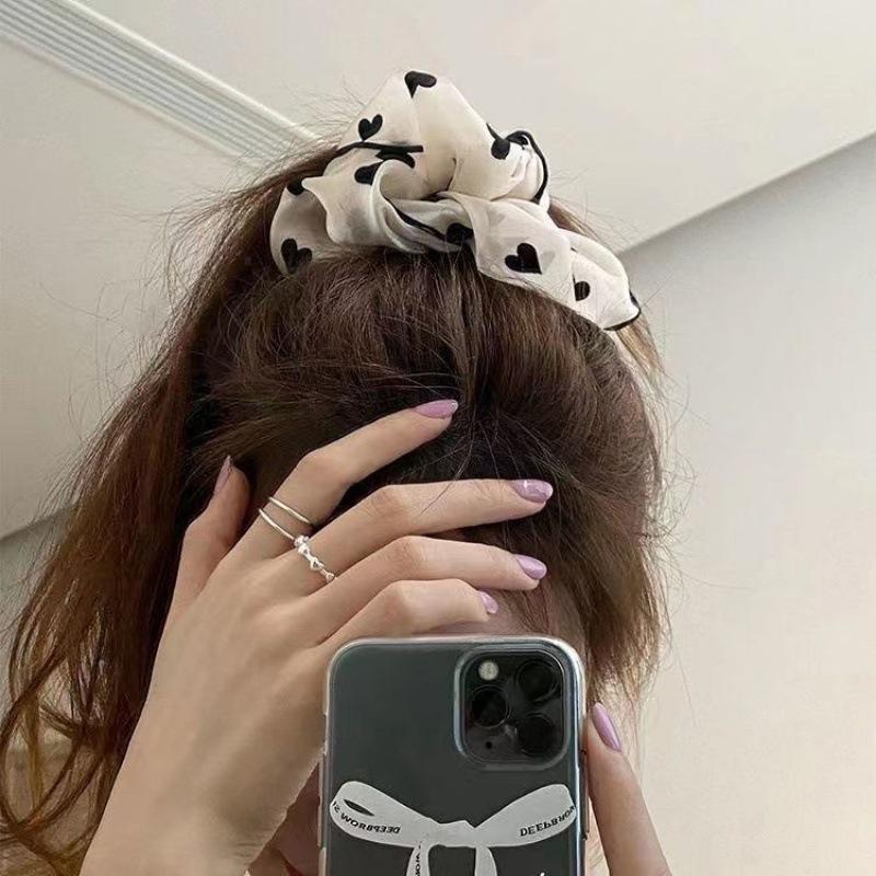 1/3 Pcs Minimalist Sweet Fabric Hair Ties for Women Girls Floral Polka Dot Printed Hair Scrunchies Elastic Accessories
