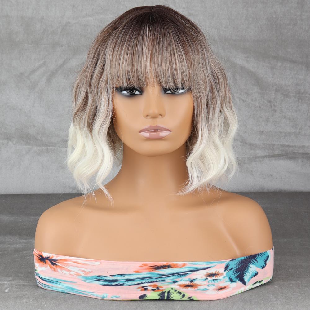 

LISI HAIR женский короткий парик из синтетического волокна с челкой, получерный, полубелый парик для Хэллоуина, косплей, парик Лолиты China