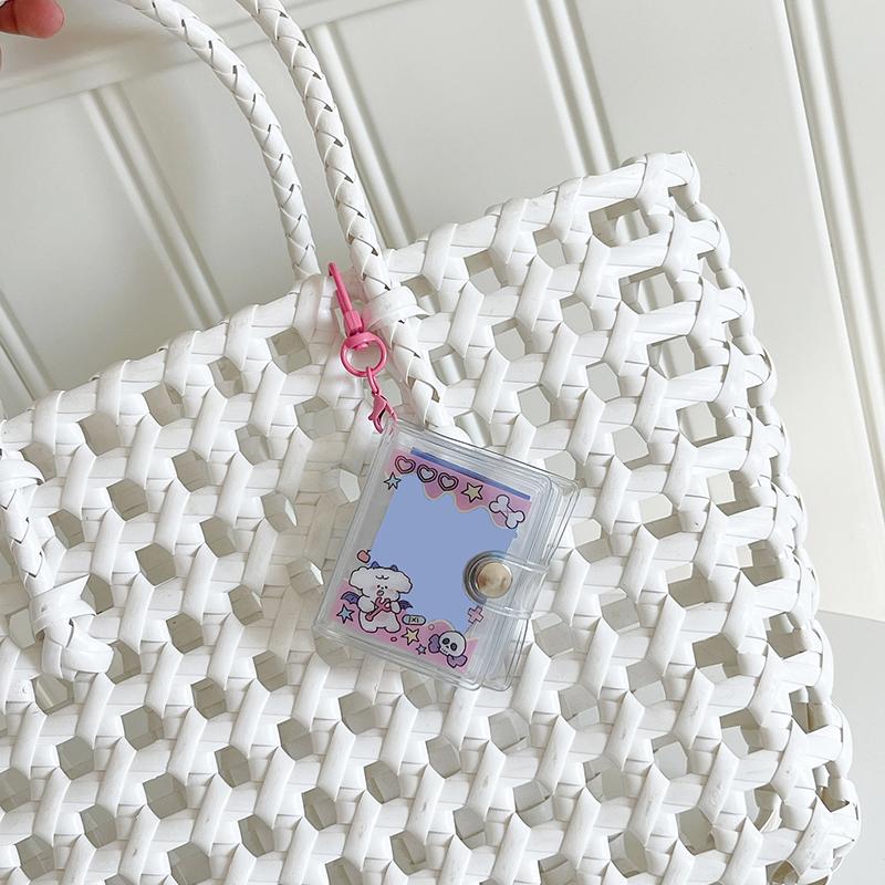 1/2-Inch Holder Pockets Transparent Diy Mini Po Album Keychain Portable Po Storage Holder Key Ring