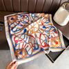 Luxury Vintage Printed Silk Like Square Scarf For Women