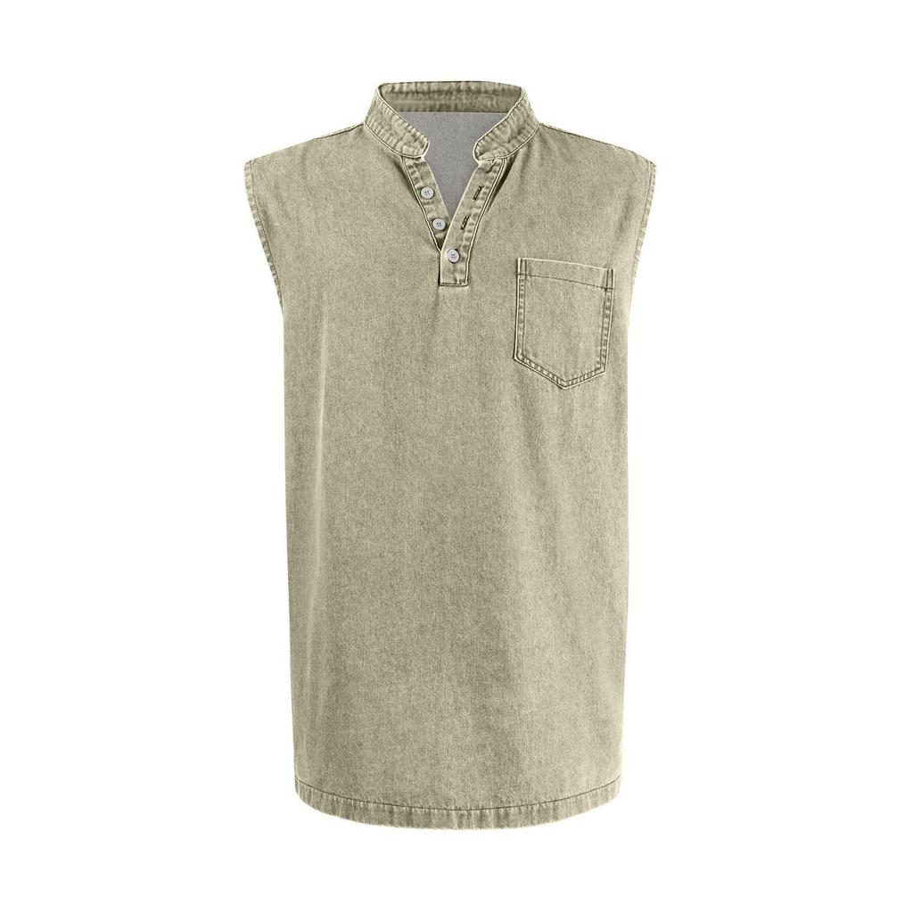 Modische ärmellose Jeansweste für Herren mit drei Knöpfen