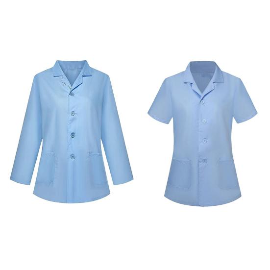 Uniformă de Bucătar Rever Mânecă Scurtă Închidere cu Nasturi Frontali Unisex Îmbrăcăminte de Bucătar Material Moale Buzunare Duble cu Petec Cămașă Profesională Îmbrăcăminte de Lucru pentru Asistenți Medicali