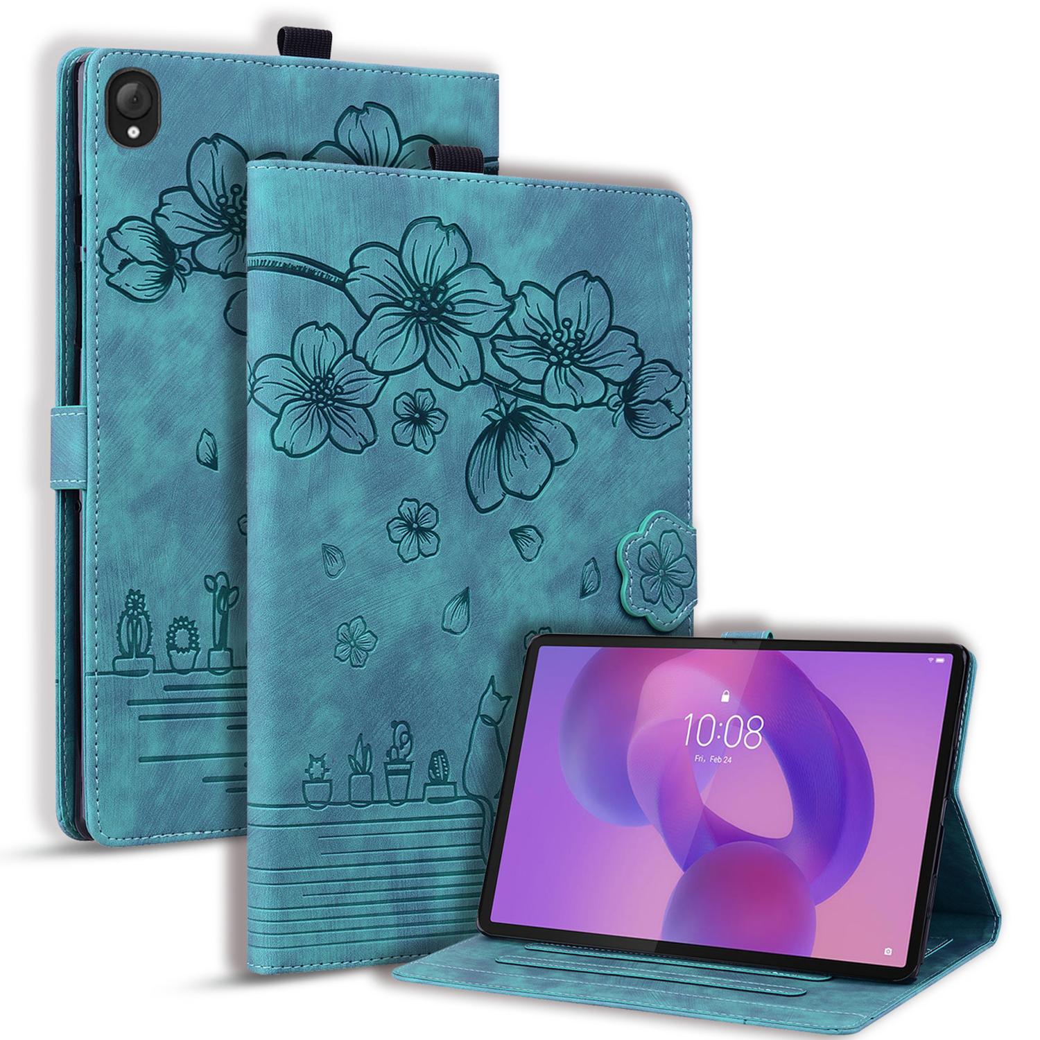 

Чохол для Lenovo Tab K10C/Tab E10C з відділеннями для карток, шкіряний чохол-підставка для планшета, чохол-книжка, квітка, кіт Green