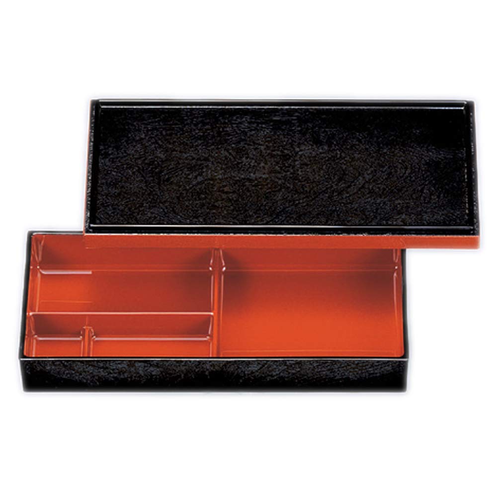 Makunouchi Kyoto Bento Black Zelkova Wood Grain Rim with Red Interior X 12 X ABS Resin for and Commercial Use Bento, Long-legged (Small), [25.7 4.6cm]