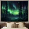 Nordlicht Wald Wandteppich 80x60 Zoll Aurora Borealis Nebelkiefern Trippy Wandteppich Ästhetische Wandkunst Meditationsdeko