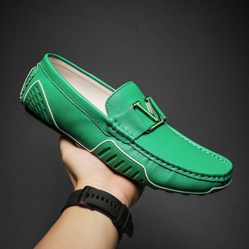 Live Broadcast Explosion Leather Doudou Shoes Spring and Summer Breathable Trend Casual Leather Shoes British One-pedal Driving Large Size Men's Shoes