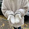 1pair Women Winter Keep Warm Plush Gloves Elasticity Soft Full Fingers Mittens Imitation Rabbit Fur Knitted Girls Fashion Gloves