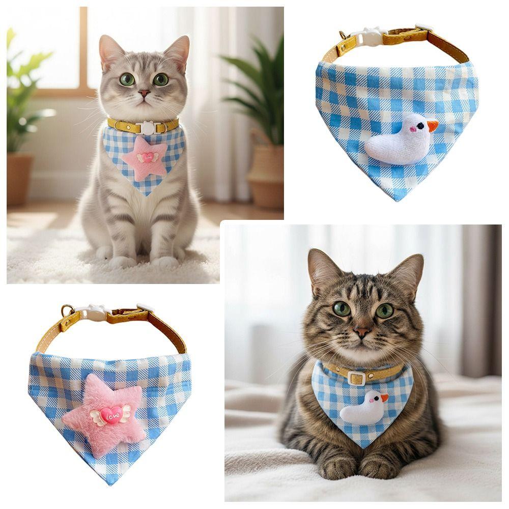 Cute Pet Triangle Bib Adjustable Cat Cartoon Bib Fashion Pet Water Scarf Cat