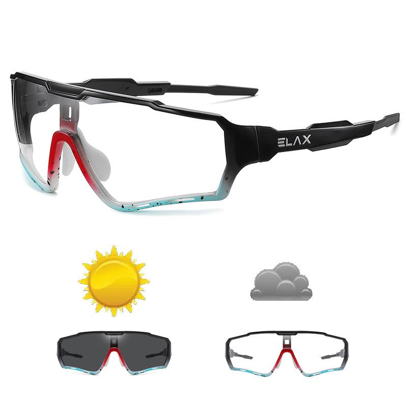 ELAX New Cycling Glasses Color-changing windproof outdoor sports glasses Single Bicycle Goggles