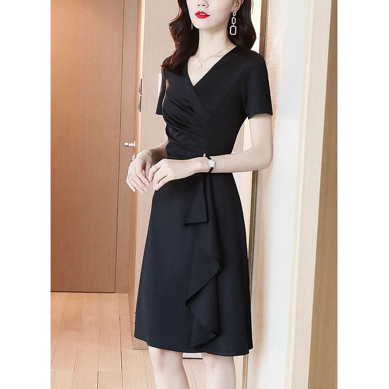Retro irregular medium and long dress, high-end dress, women's summer design, meat-covering and thin A-word skirt