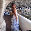 Off-the-shoulder European and American Women's Clothing Fashion Chiffon Printing Fairy Long Temperament Evening Dress Dress