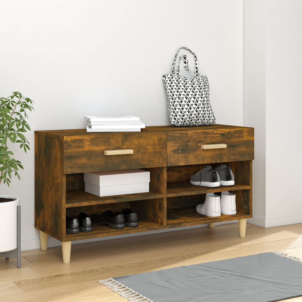 Shoe Cabinet Smoked Oak 102 x 35 x 55 cm Wood Based Material