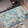 Elegant Blue Background Cherry Blossom Doormat Vintage White Floral Branch Blossom Print Modern Indoor Entry Floor Mat