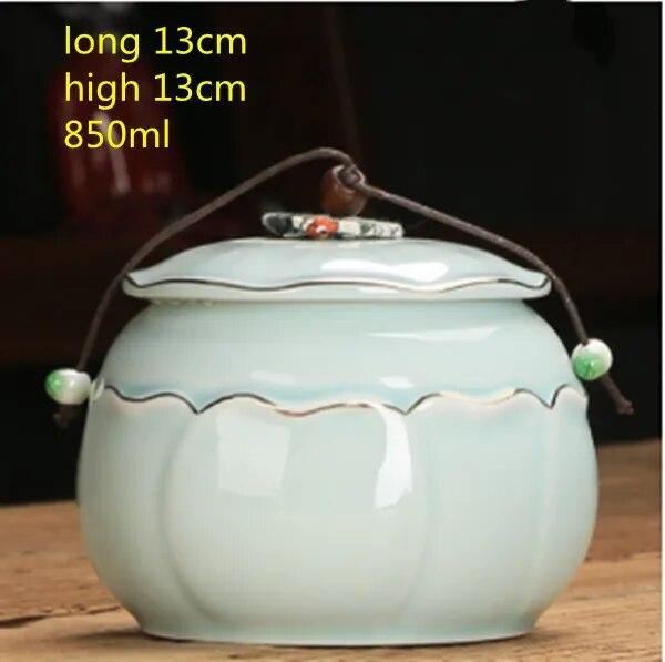 Chinese-style Ceramic Tea Cans with Lid Sealed Dried Fruit Snack Storage Boxes Kitchen Supplies