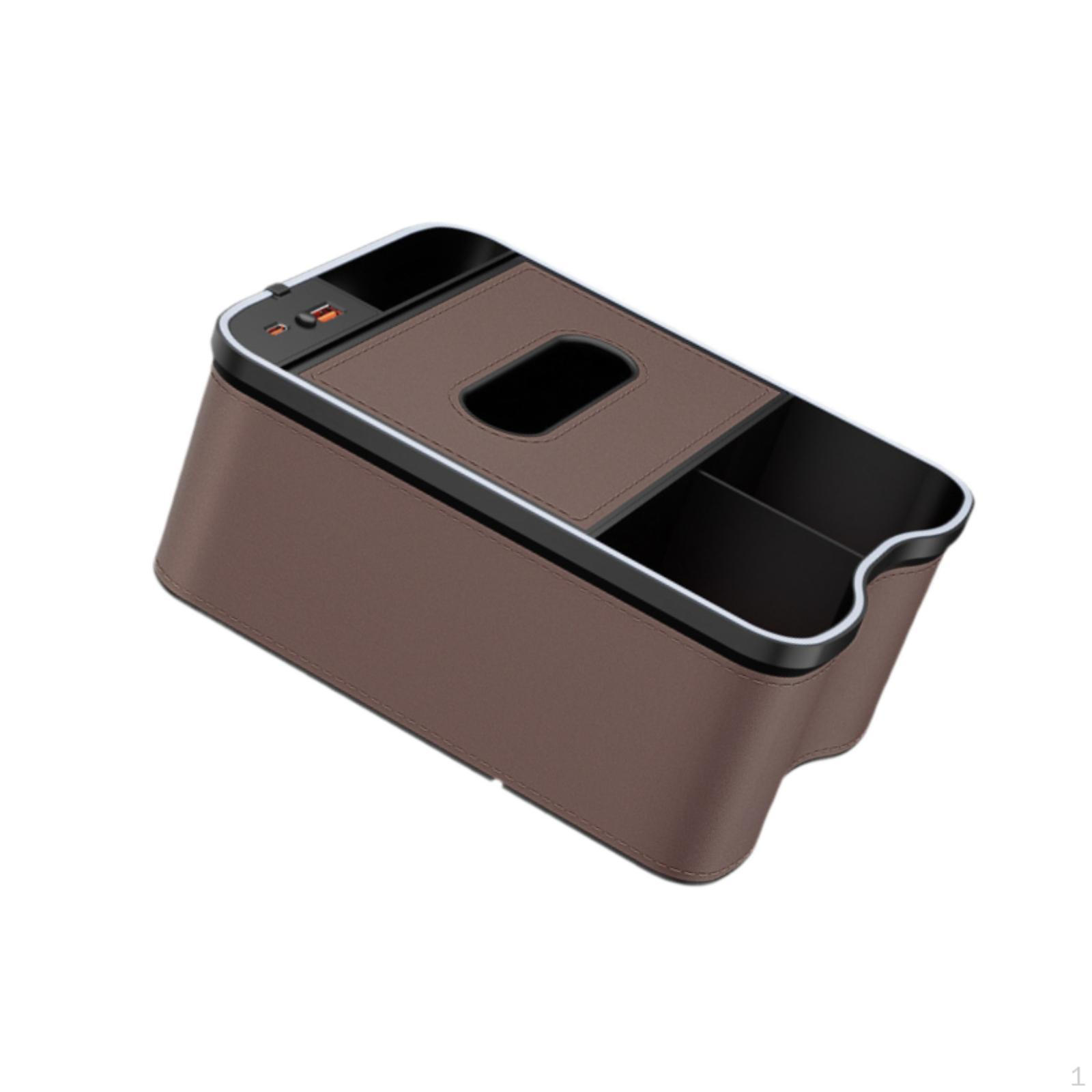 

Ящик для зберігання на підлокітнику, органайзер на центральній консолі автомобіля з розсіяним освітленням і внутрішнім портом USB