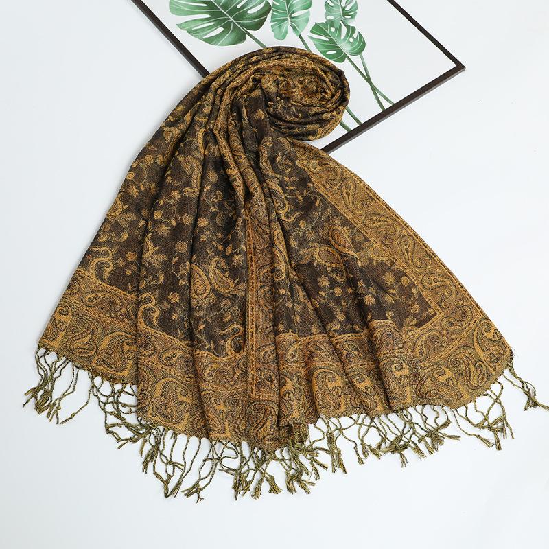 New women's jacquard long towel with shawl cashew nut summer sunscreen shawl scarf autumn and winter long towel