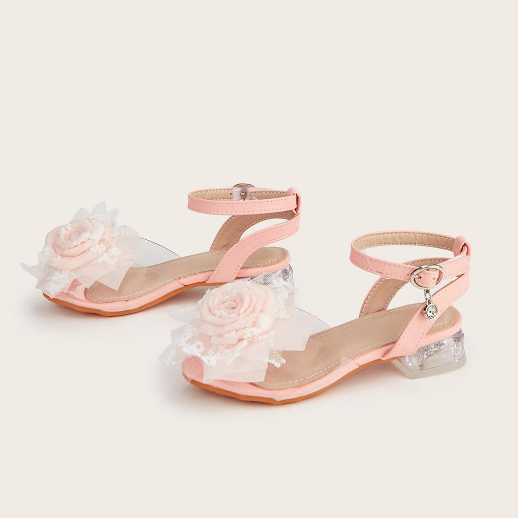 Mädchen Sandalen mit offener Zehenpartie und Rosenblüte - Frühjahr 2026