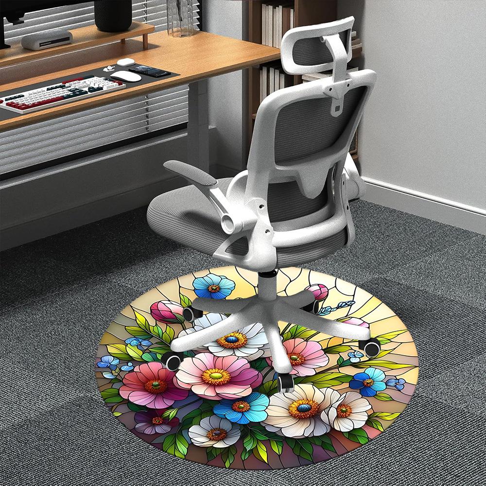 

1 шт. Круглый ковер для офиса с цветочным витражным узором, коврик для помещений, подходит для офиса, под офисные стулья, спальни, гостиной, домашнего декора, декора комнаты D092 80cm by 80cm