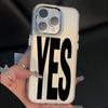 Black White Letters NO and YES Phone Case For iPhone 17 Air 16 e 15 14 13 12 11 Pro Max Plus SE 2020 2022 Back Cover