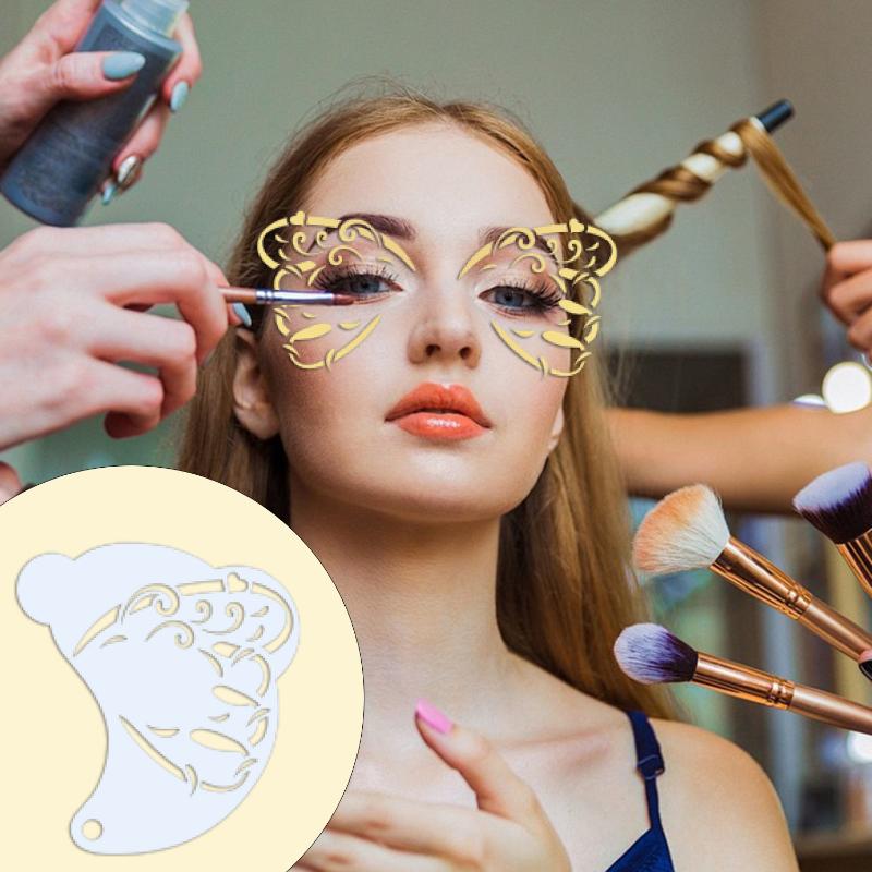 16Pcs Face Painting Tattoo Stencil Set Reusable Hollowed Body Art Paint Stencils Diy Eyebrow Templates Hand Drawn Spray Painting