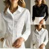 New French Jacquard Dark Pattern Lapel Long-sleeved Shirt for Women