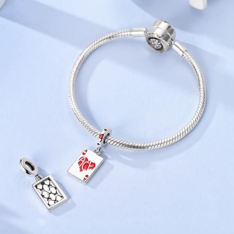 Copper Playing Cards A Charms Bead Pendants Fit Original Bracelet Diy Jewelry Women Gift