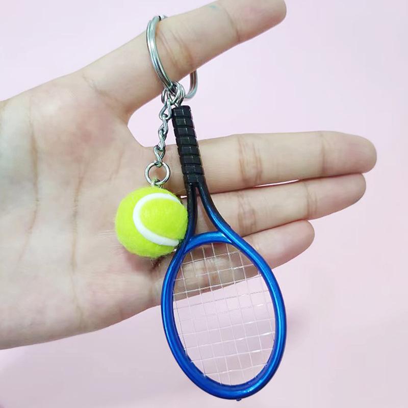 Tennis Keychain Pendant Wholesale Sports Tennis Racket Keychain New Simulation Craft Tennis Keychain Gift
