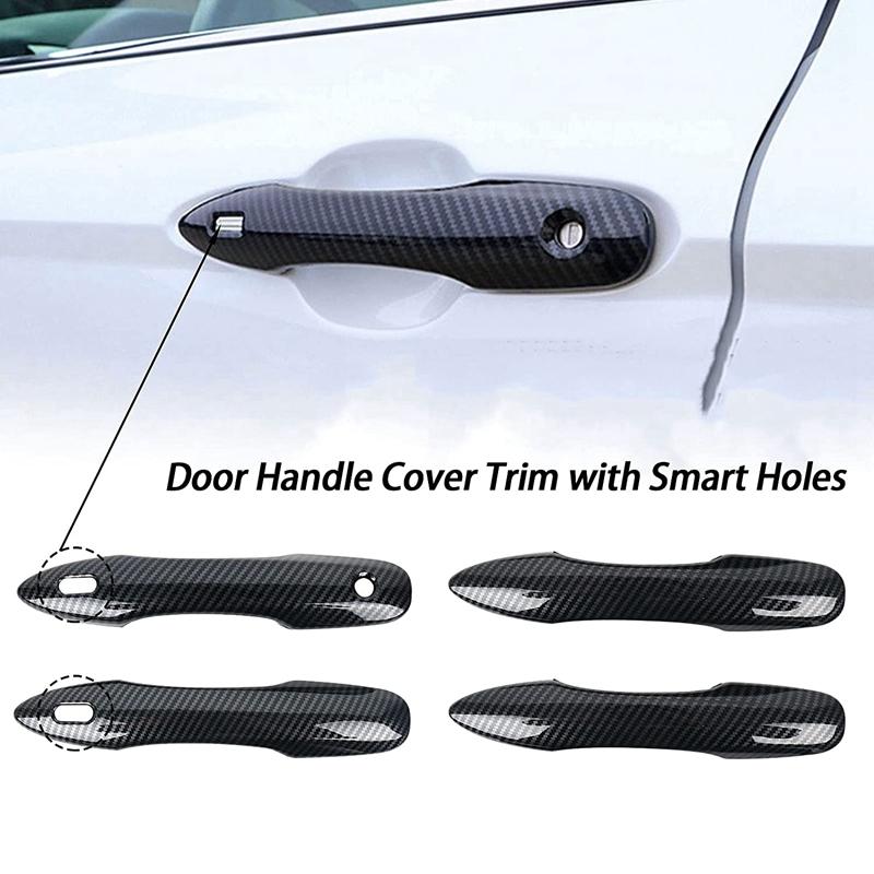 For Toyota Camry 2018- Rearview Side Mirror Cover + Door Handle Cover Wing Cap Exterior Door Rear View Case Trim Carbon