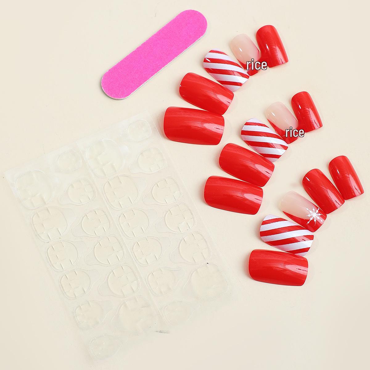 

Трансграничные полосатые съемные накладные ногти цвета снежно-белого