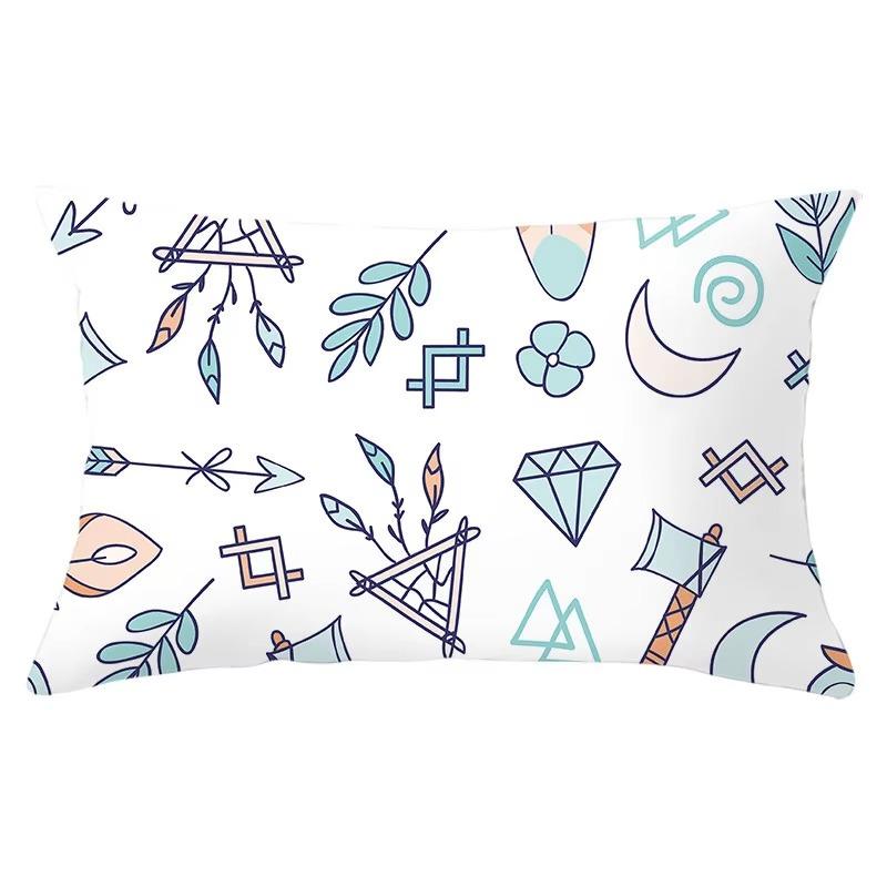 30X50cm Feather Pattern Printed Decorative Cushion Bedroom Living Room Backrest Home Rectangular Pillowcase