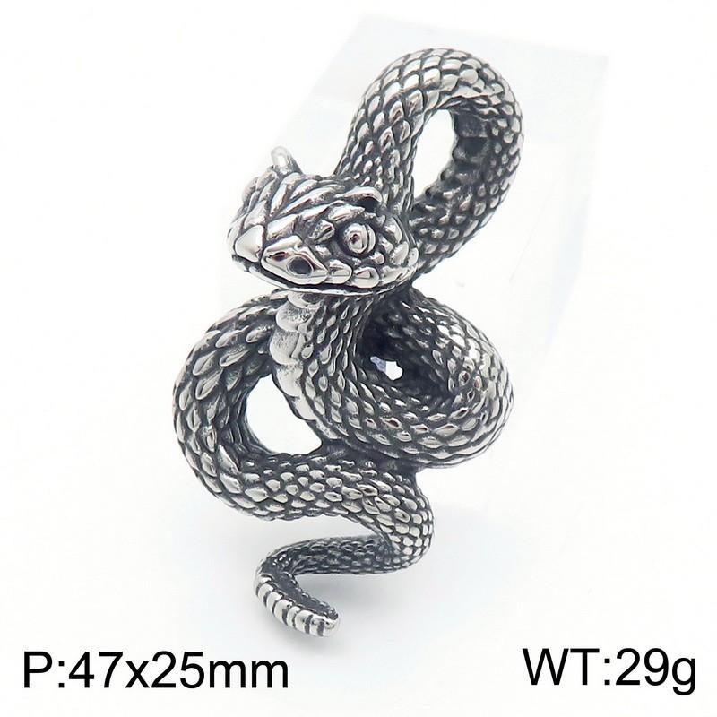 Dark Personalized Python Pendant, Punk Style Retro Casting Boiled Black Clear Light Men'S Stainless Steel Snake Pendant