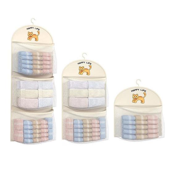 Wardrobe Hanging Storage Net Large Capacity Mesh Storage Bag with Hook Multi-tier Breathable Mesh Pouch for Socks Bras Underwear Dorms Bedrooms