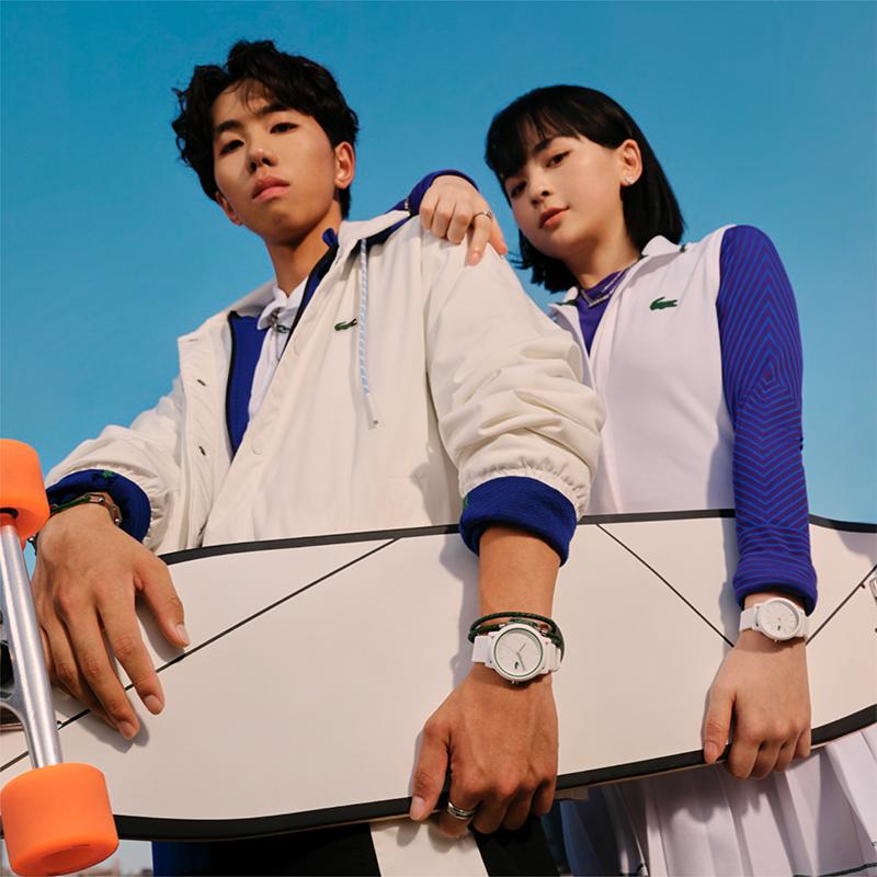 Lacoste 12.12 Series Watch Quartz Movement Silicone Strap 42Mm White Dial Men watches 2011169