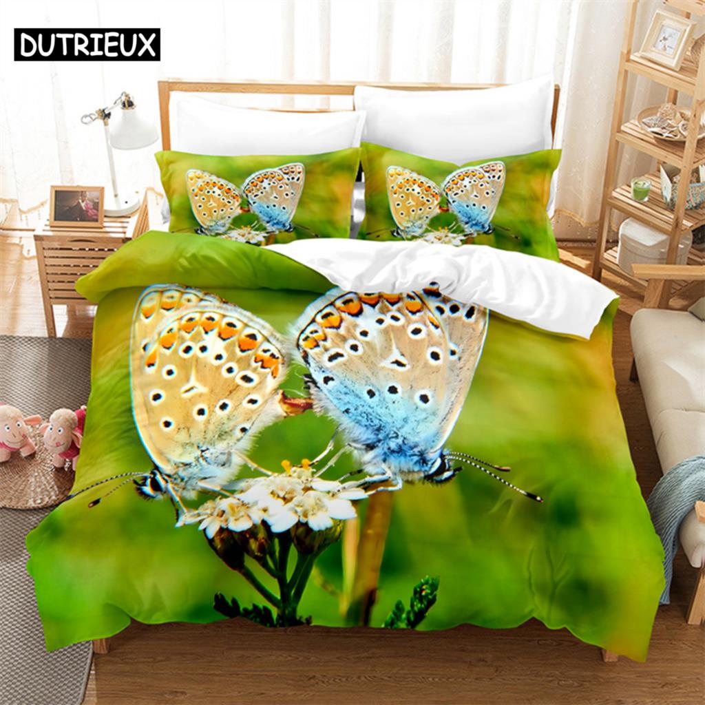 Butterfly Queen Bedding Set Duvet Cover Kids Bedroom Bed Set Comforter Cover Set King Size Duvet Cover Set Bedding Sets