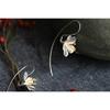 925 Silver Flower Long Tassel Earrings Elegant Thai Jewelry For Women