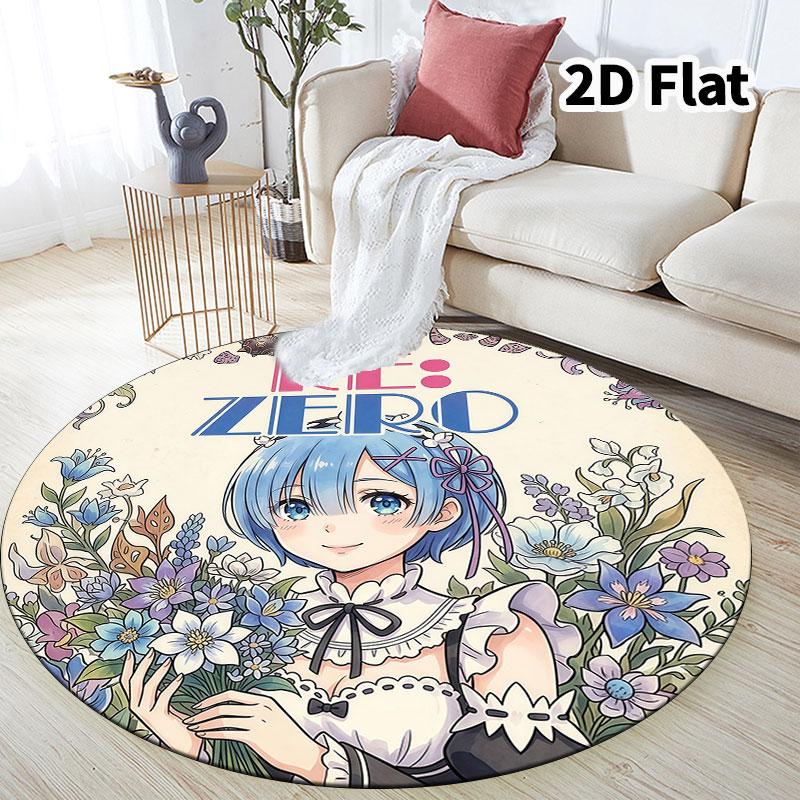 Re Zero Round Area Rug Carpet Rug For Living Room Bedroom Sofa Playroom Decor Nonslip Floor Mat