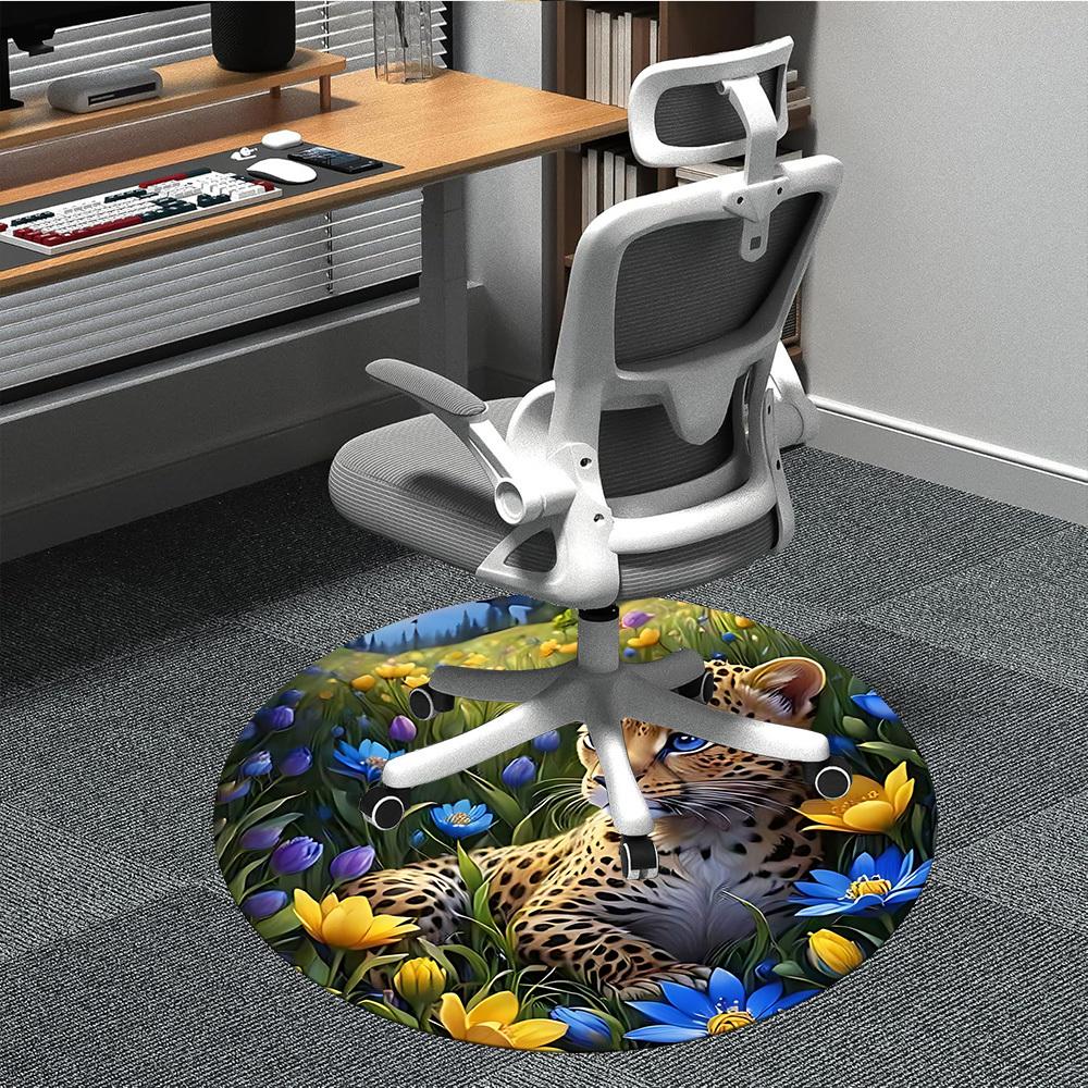 

1pc Leopard Floral Print Chair Carpet for Office Non-Slip, Lightweight, Machine Washable Rug for Office, Room - Holiday Decoryy251016023 80cm by 80cm